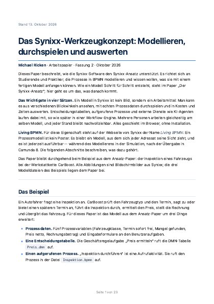 Deckblatt: Das Synixx-Werkzeugkonzept